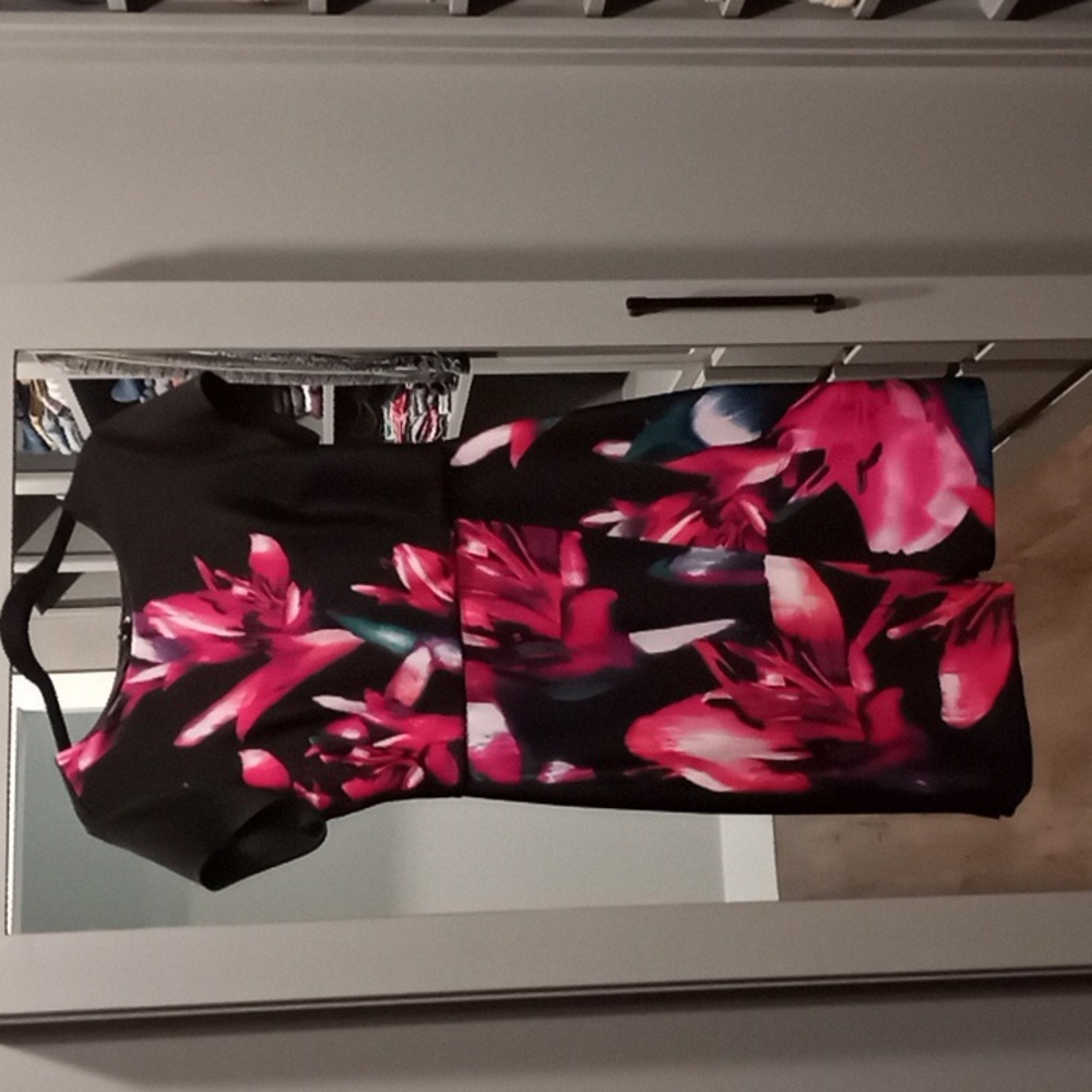 Dress, back zip, "wrap" skirt